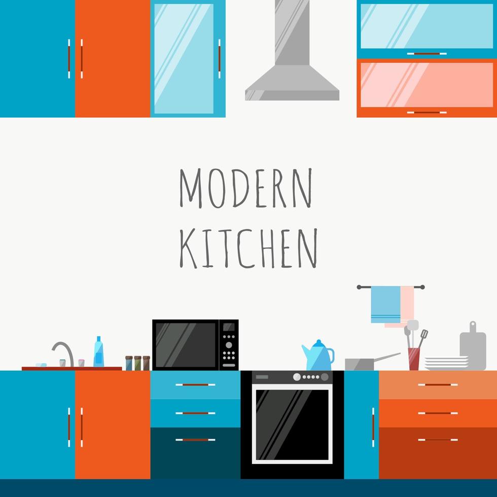 Minimalist kitchen Flat Design Gift Card Pattern background vector