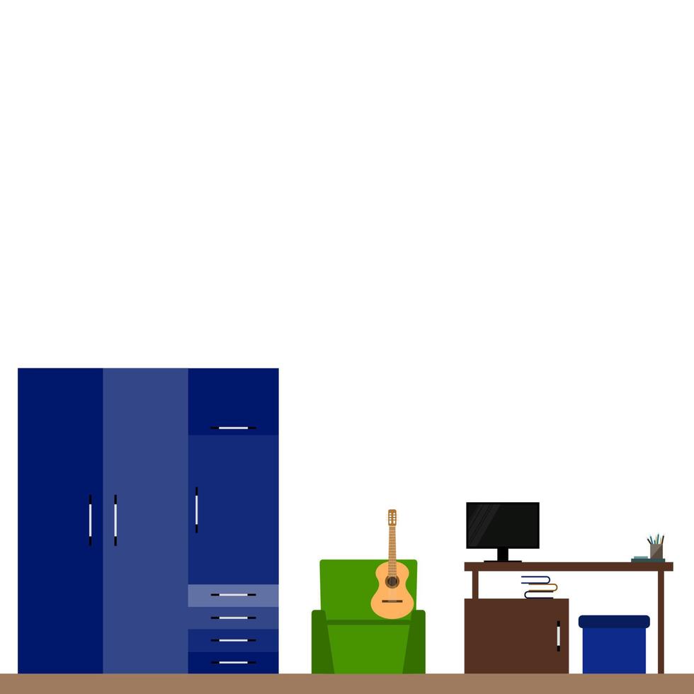 Interior Furniture Minimalist Funny Cartoon Decoration Card Background Template vector