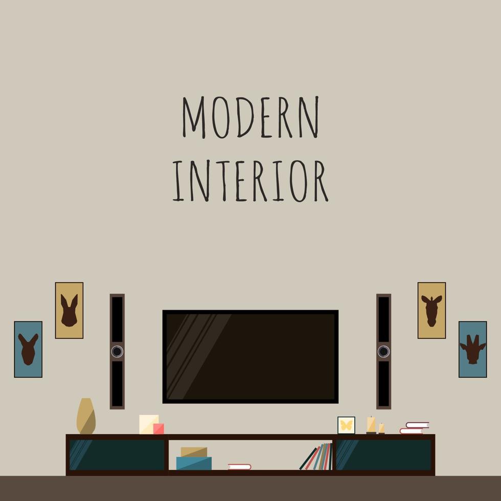 Interior Furniture Minimalist Funny Cartoon Decoration Card Background Template vector