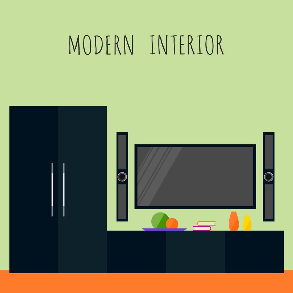 Interior Furniture Minimalist Funny Cartoon Decoration Card Background Template vector