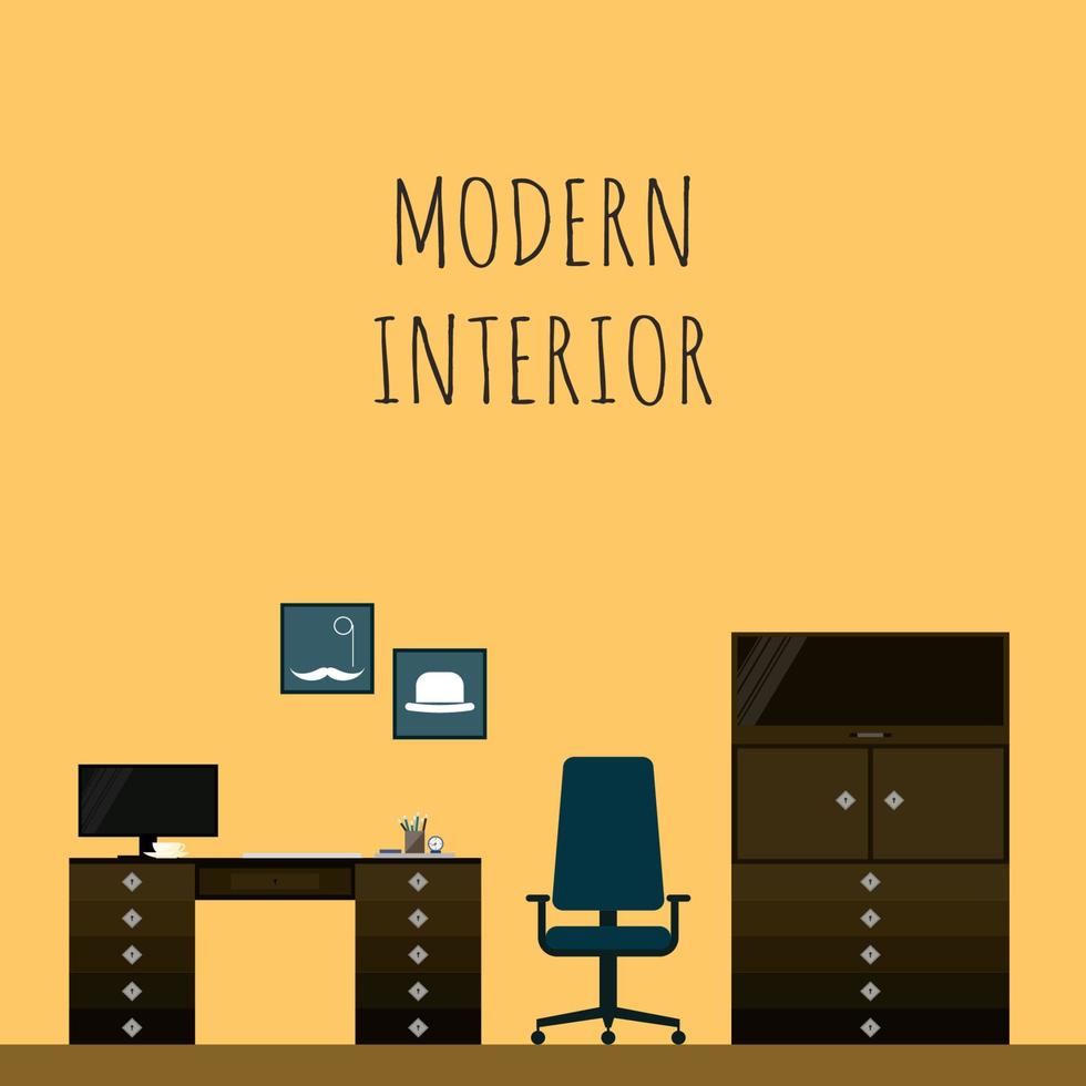 plantilla de fondo de tarjeta de decoración de dibujos animados divertidos minimalistas de muebles interiores vector