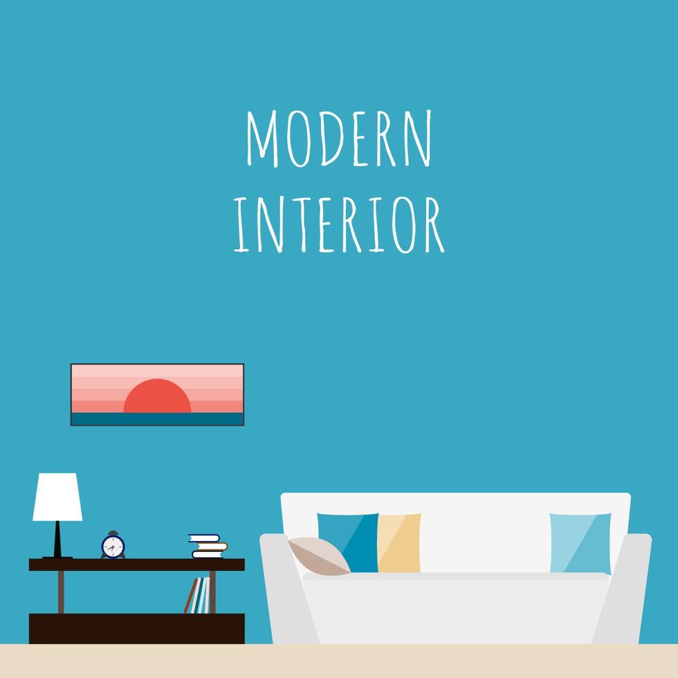 Interior Furniture Minimalist Funny Cartoon Decoration Card Background Template vector