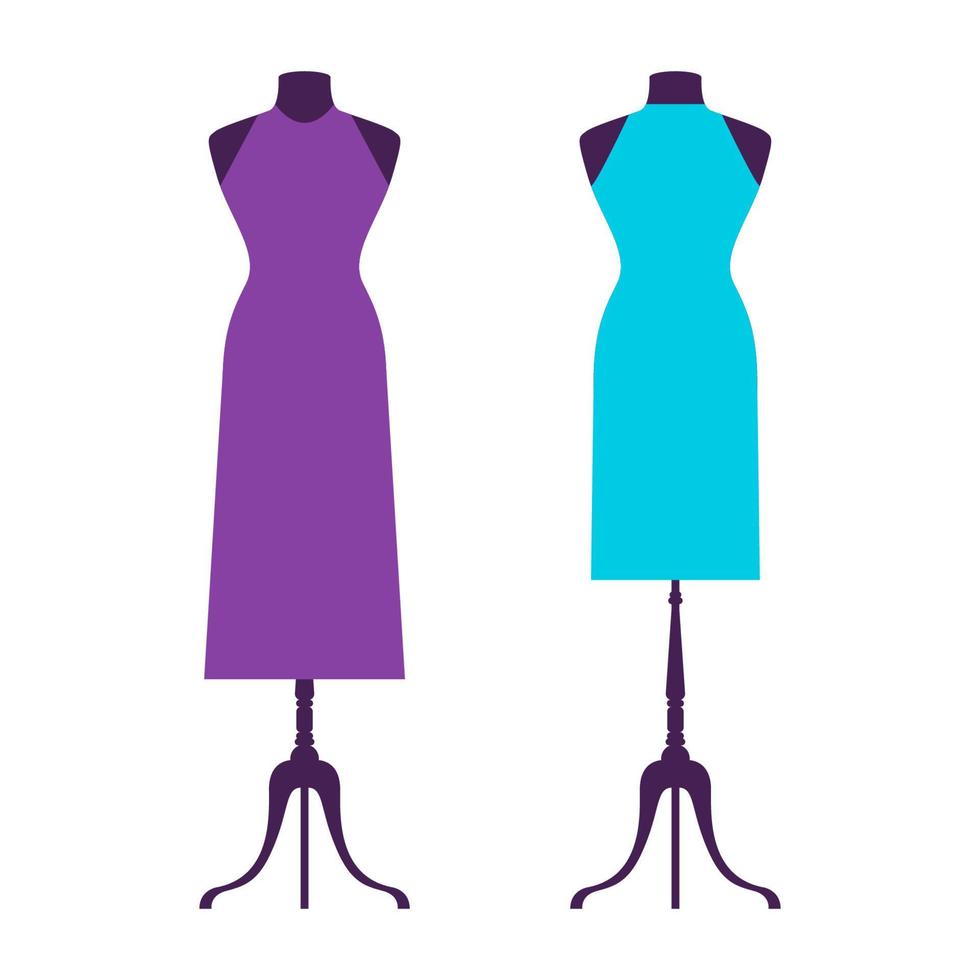 Dress on Mannequin Model. Flat Dress Symbol Silhouette. Party Clothes