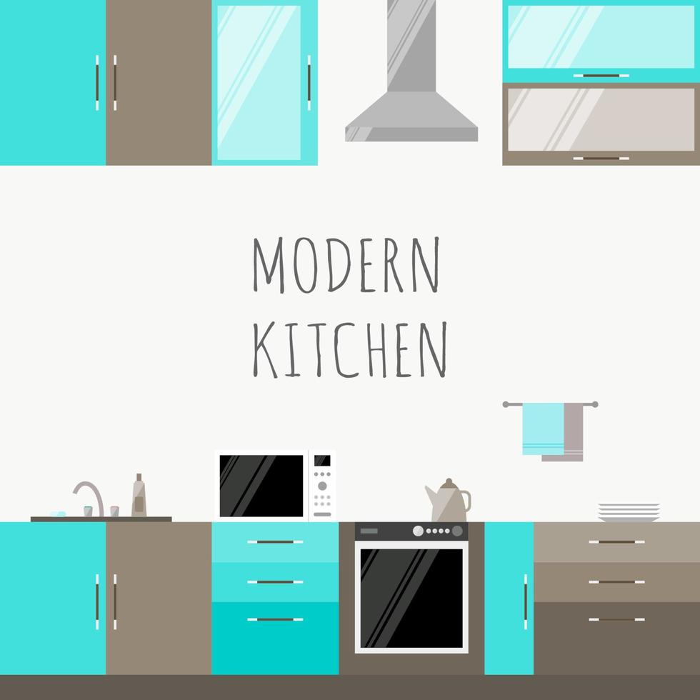 Minimalist kitchen Flat Design Gift Card Pattern background vector