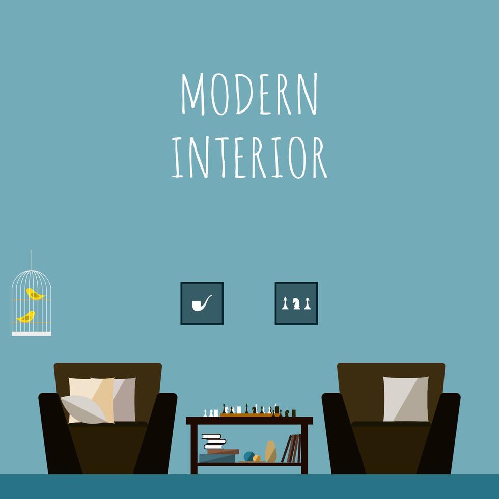 Business Office Room Flat Simple Graphic Interior Pattern Background vector