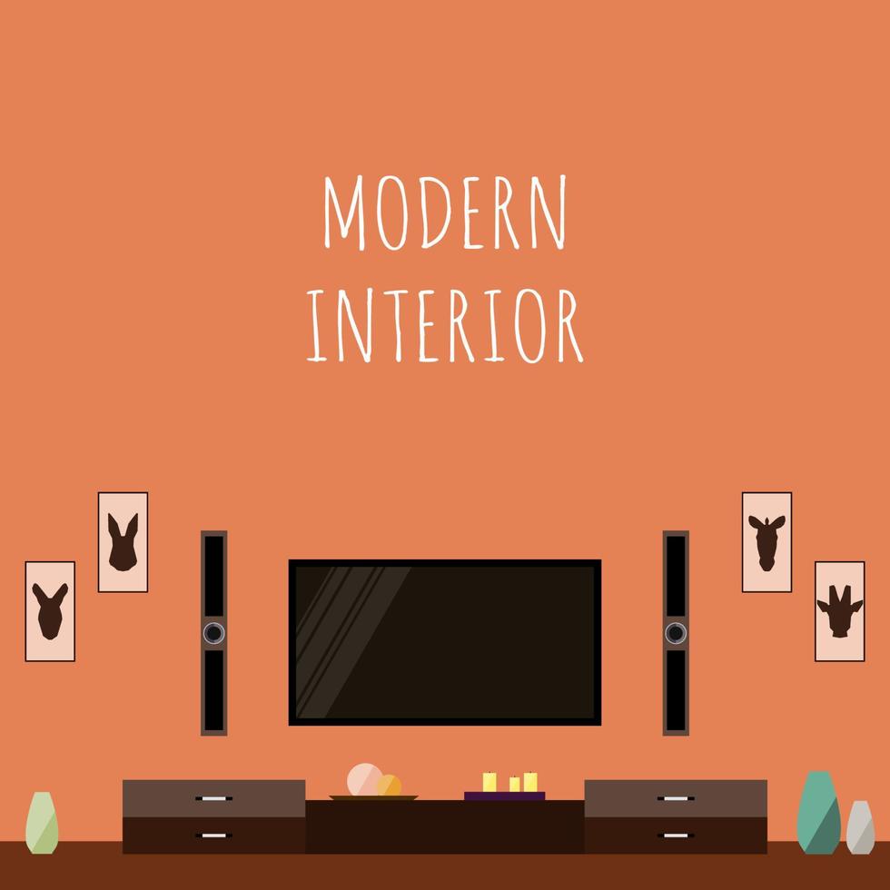 Interior Furniture Minimalist Funny Cartoon Decoration Card Background Template vector