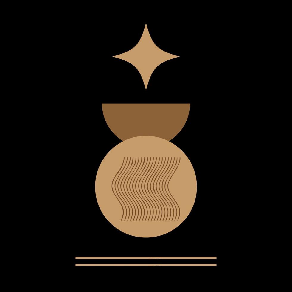 silueta de símbolo de oro beige minimalista boho. plantilla de impresión de póster boho. fondo de patrón de icono de elemento gráfico boho vector