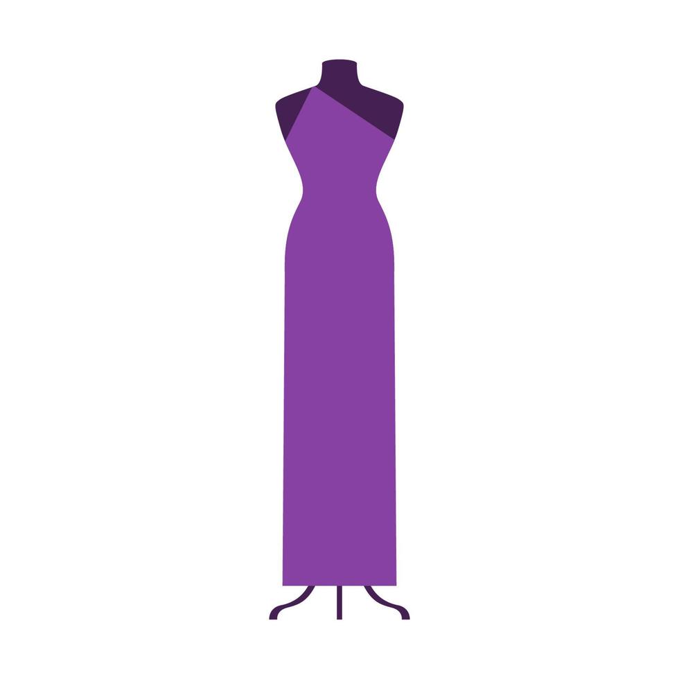 vestido en modelo de maniquí. silueta de símbolo de vestido plano. plantilla de icono de diseño de moda de estilo de ropa de fiesta vector