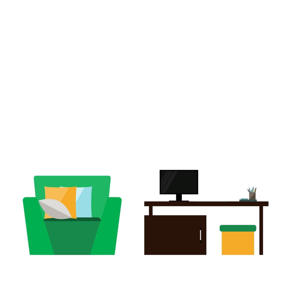 Business Office Room Flat Simple Graphic Interior Pattern Background vector