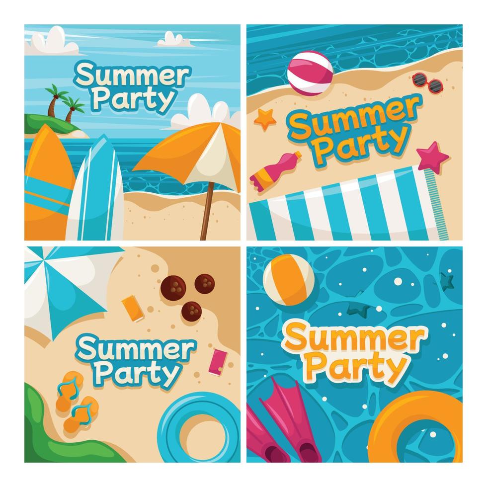 Summer Beach Party Social Media Collection vector