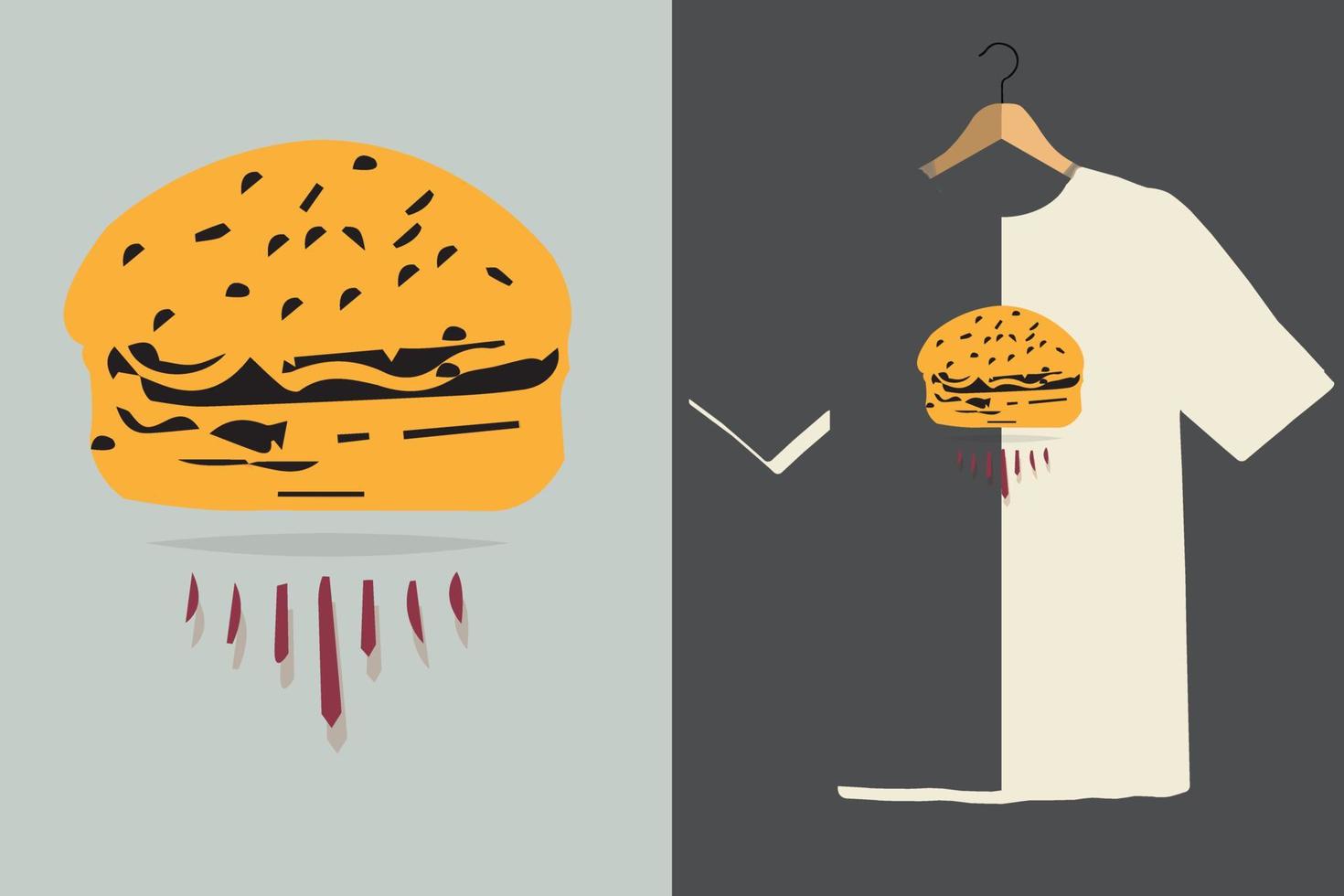 Food burger and T-shirt design. vector