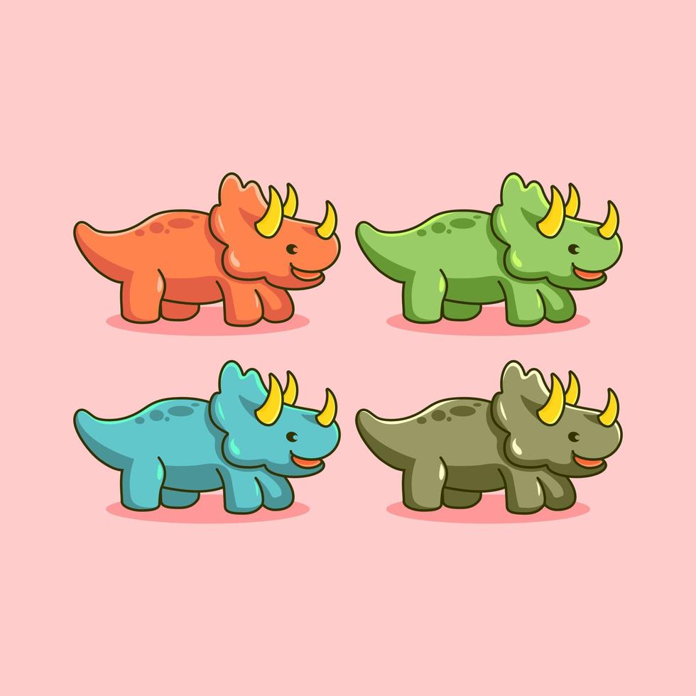 lindo pequeño triceratops dinosaurio vector de dibujos animados