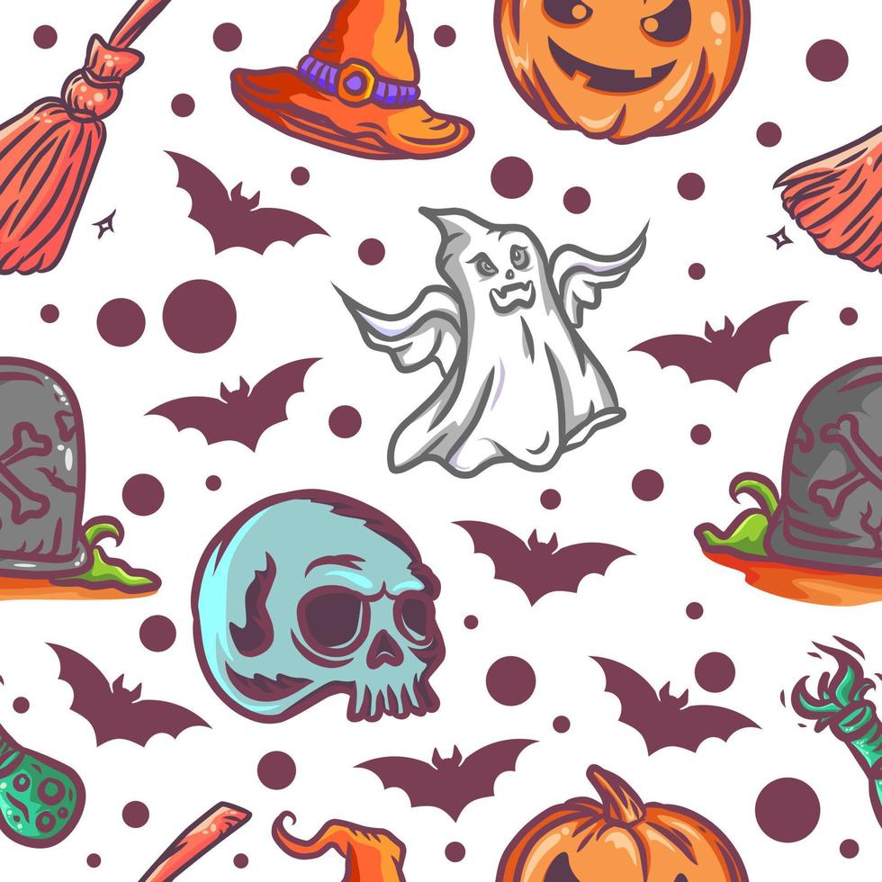 Halloween pattern background with witches vector image