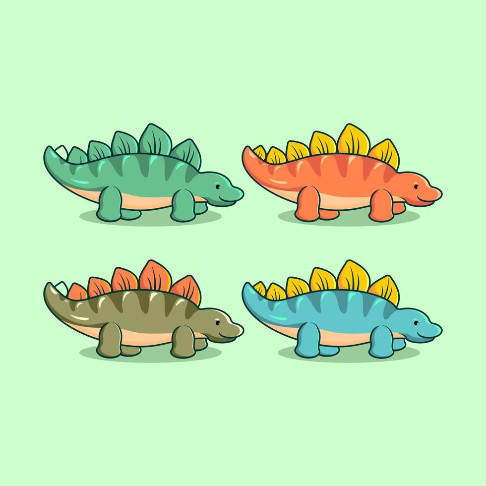 Cute little stegosaurus dinosaur cartoon vector image