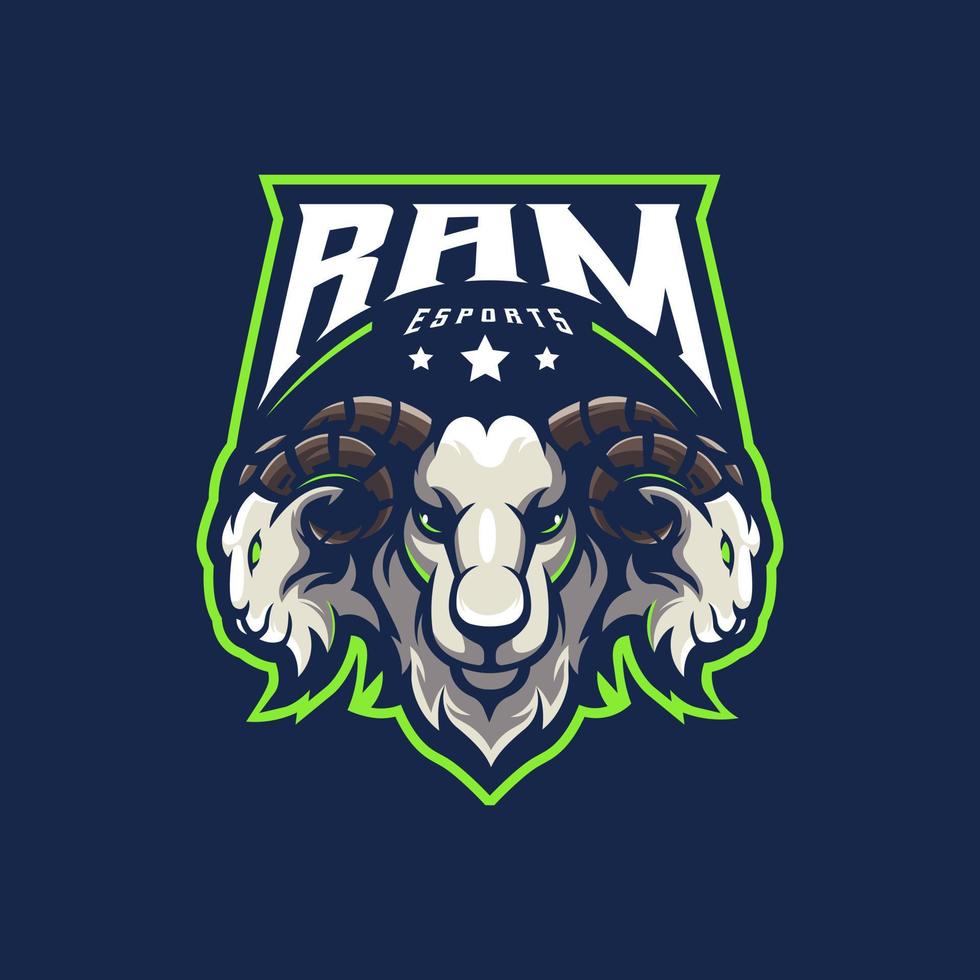 vector de ilustración de diseño de logotipo de mascota ram para esports de equipo