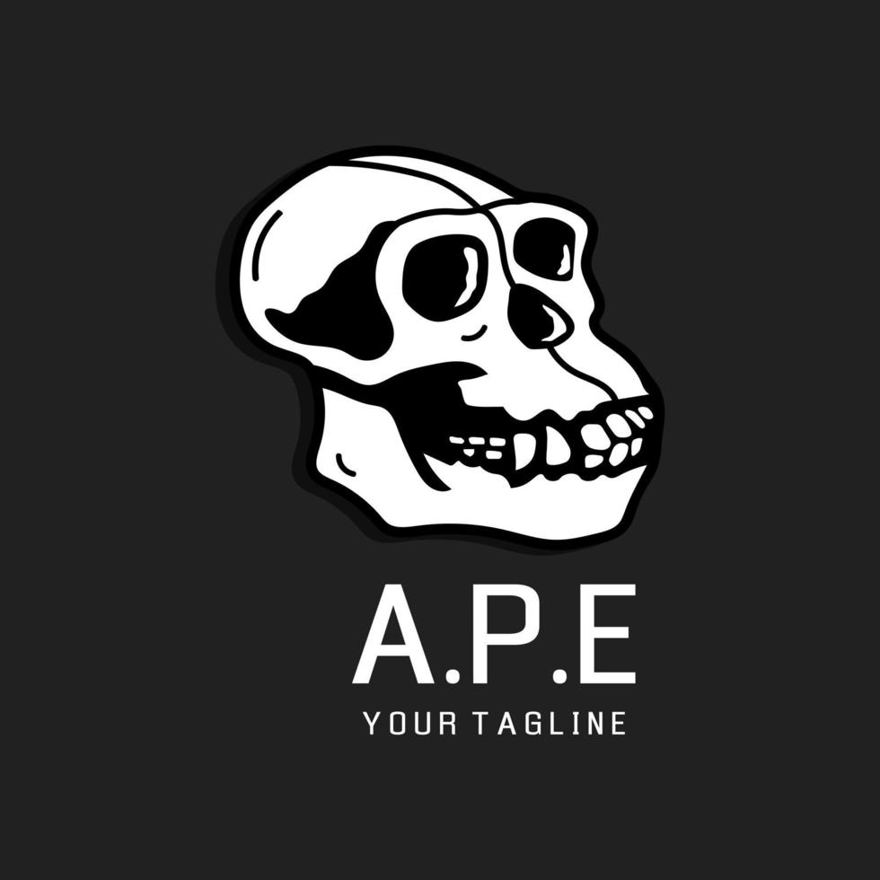monkey skull logo illustration design vector