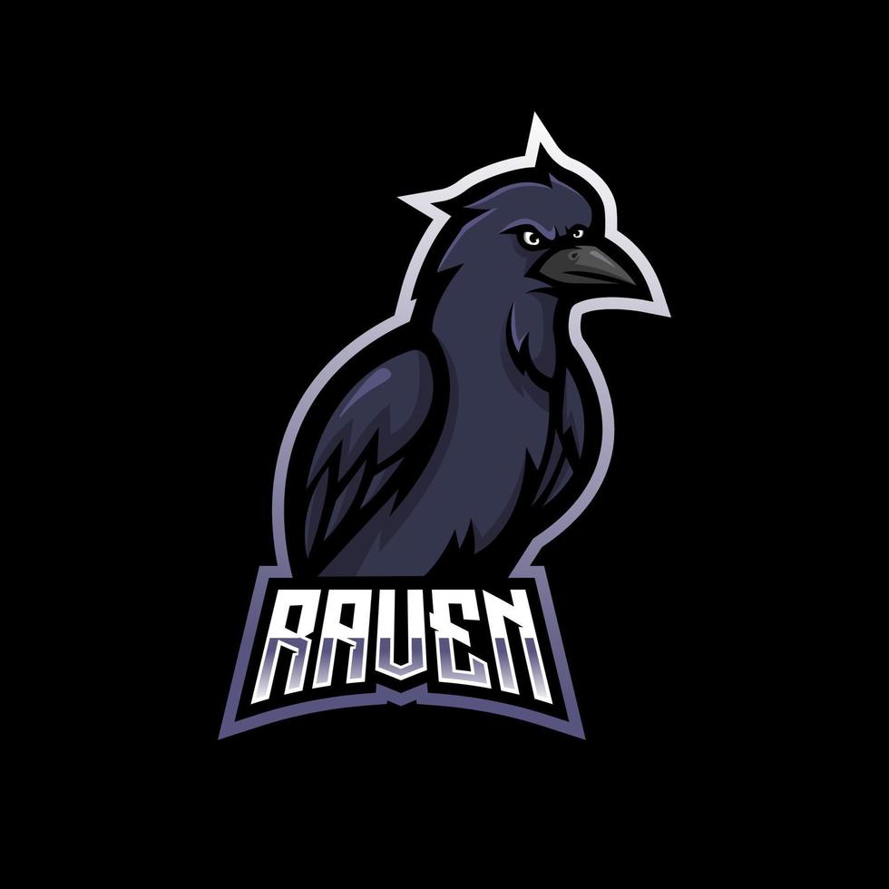 Raven mascot logo design vector with modern illustration concept style for badge, emblem and t shirt printing. Angry Raven illustration for sport and e-sport team.