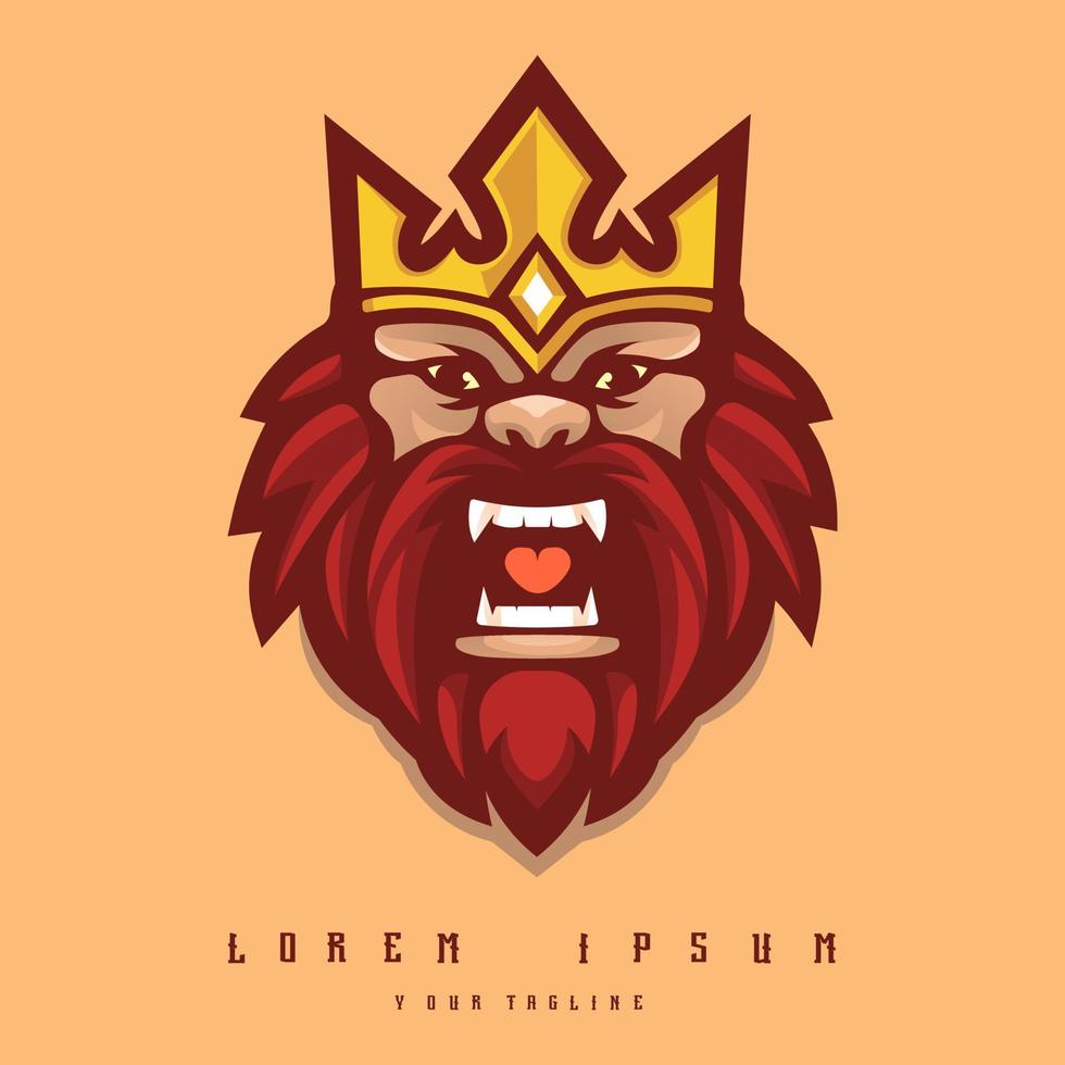 King mascot logo design illustration vector for gaming