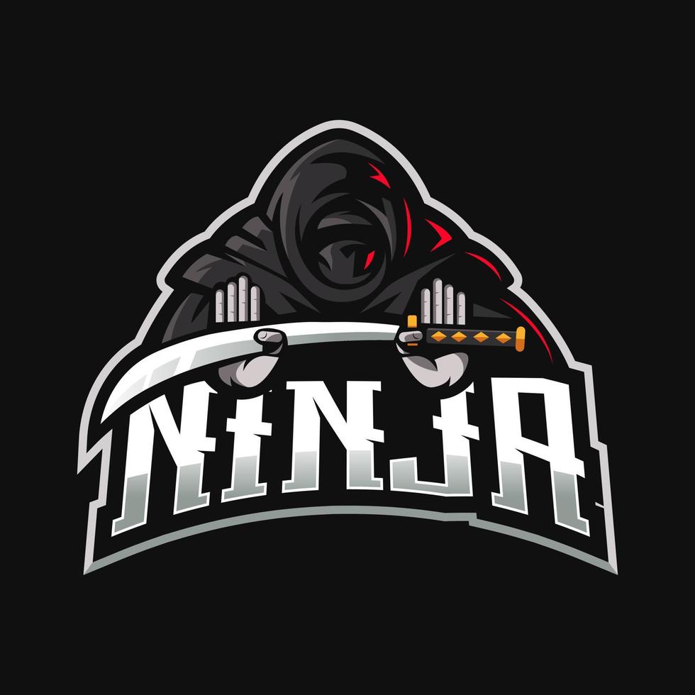 vector de ilustración de diseño de logotipo de mascota ninja para juegos