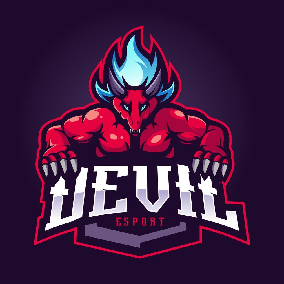 vector de diseño de logotipo de esport de mascota del diablo con estilo de concepto de ilustración moderno para placa y emblema