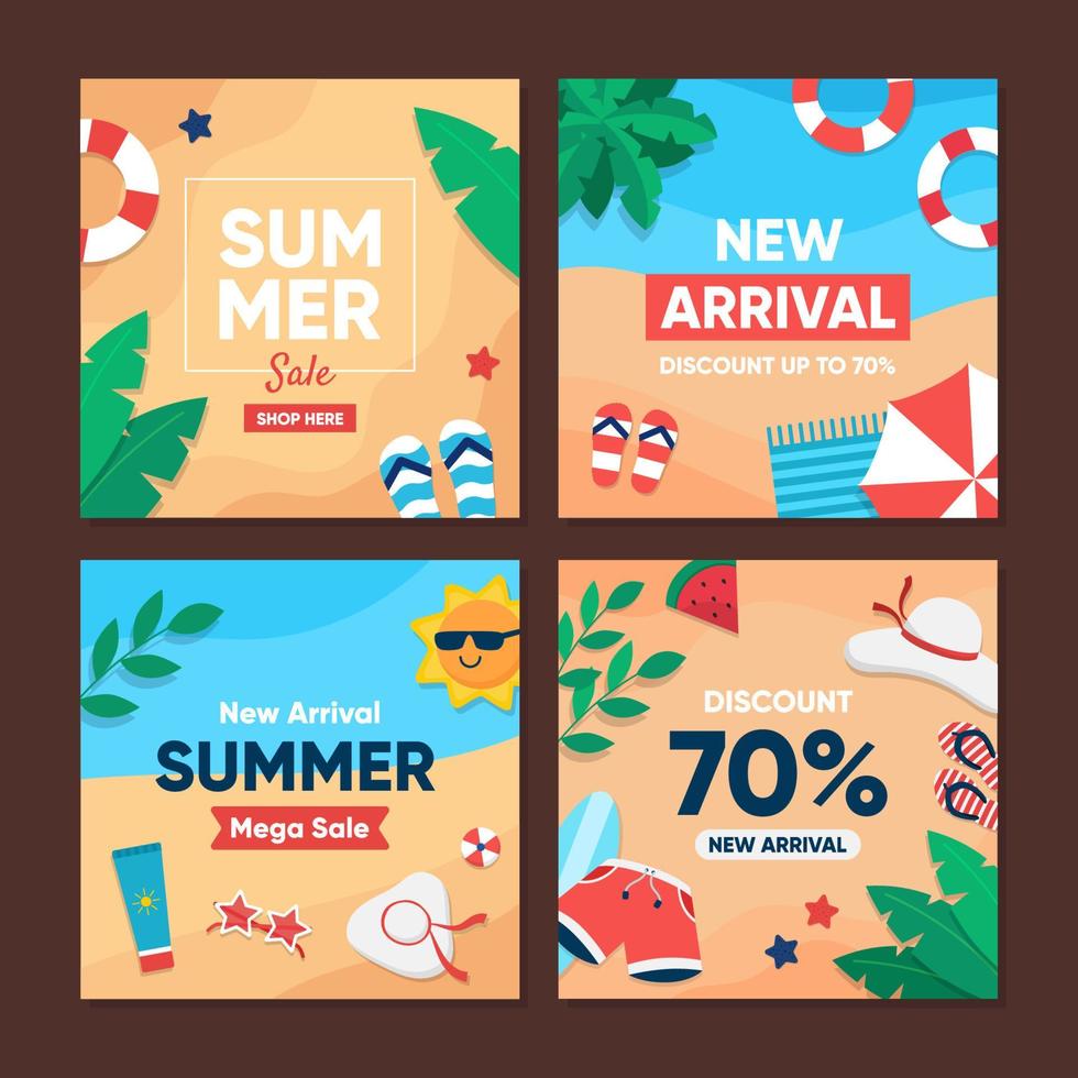 Summer Sale Social Media Post Template vector