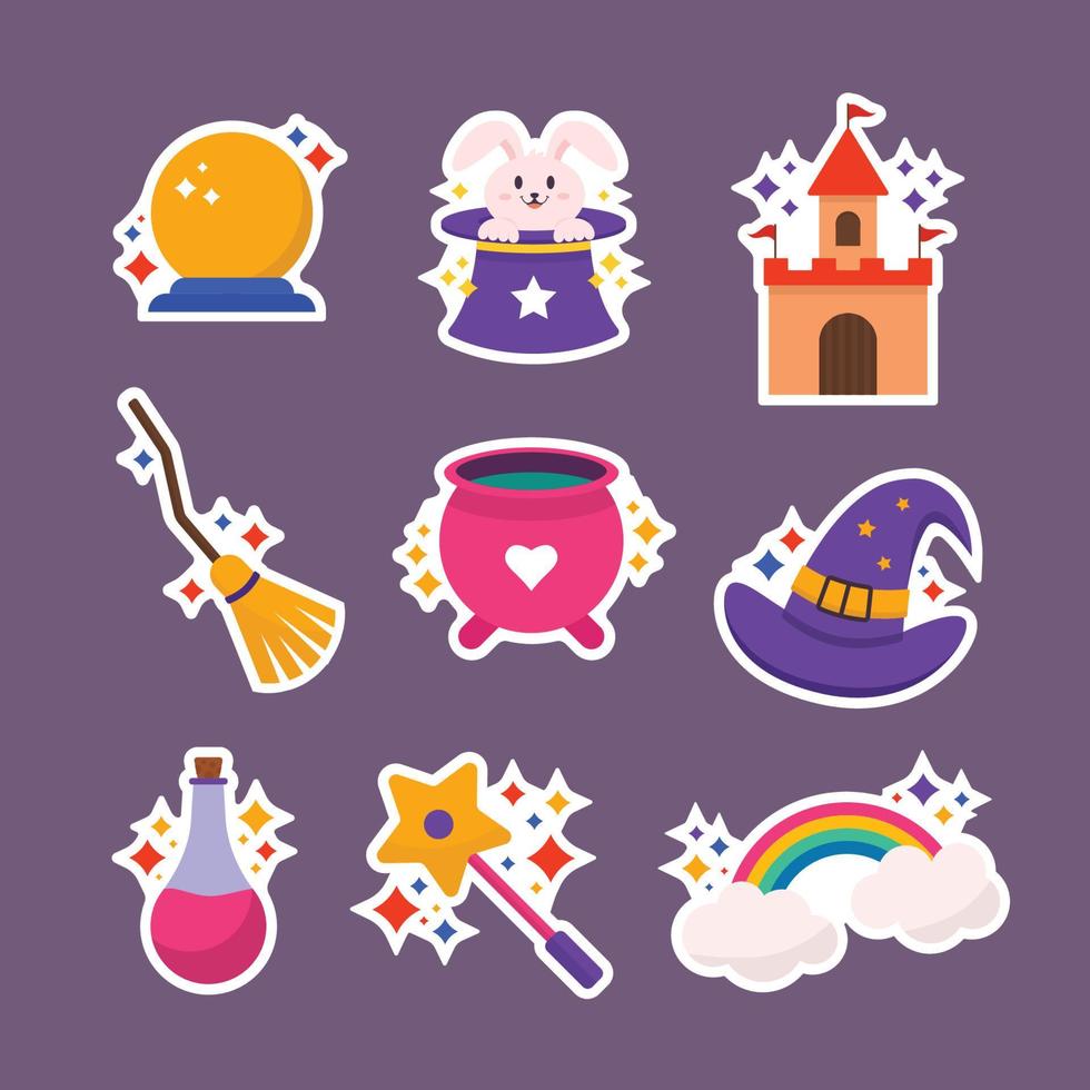 Fantasy Theme Stickers Collection vector