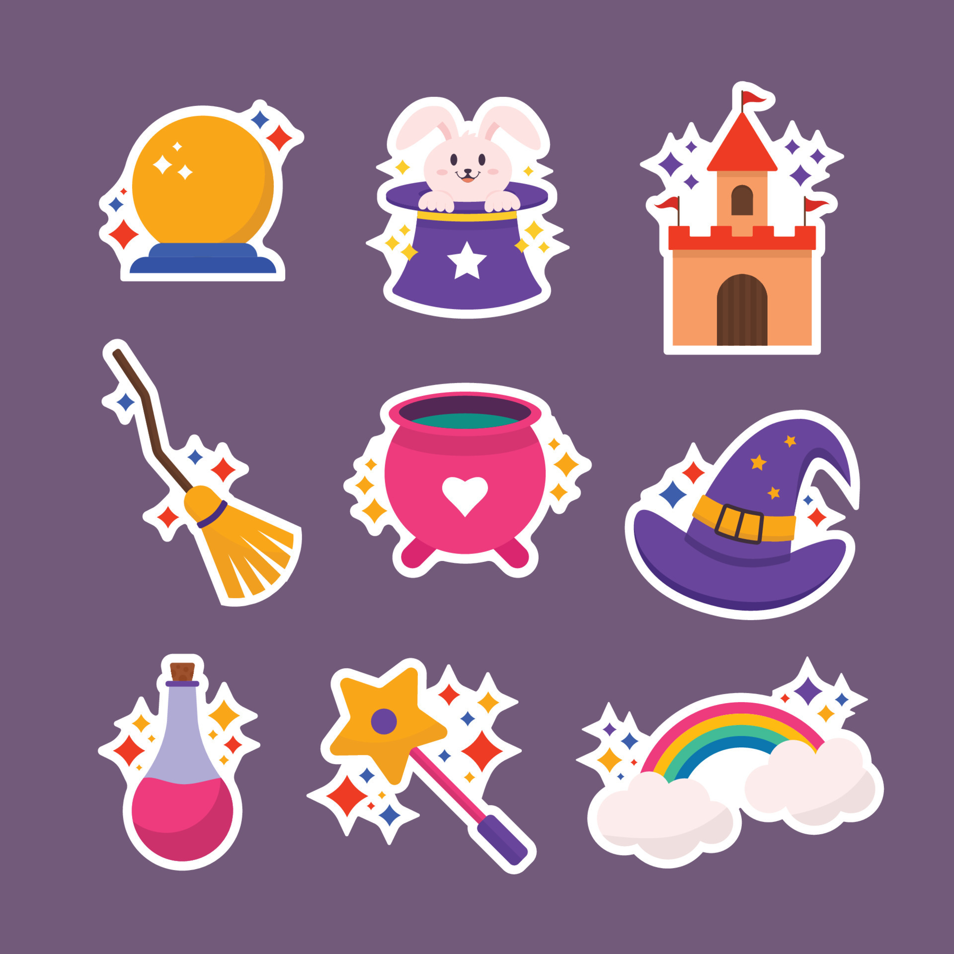 Fantasy Theme Stickers Collection 8084076 Vector Art at Vecteezy