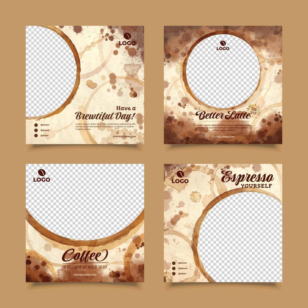Coffee Stains Social Media Post Templates vector
