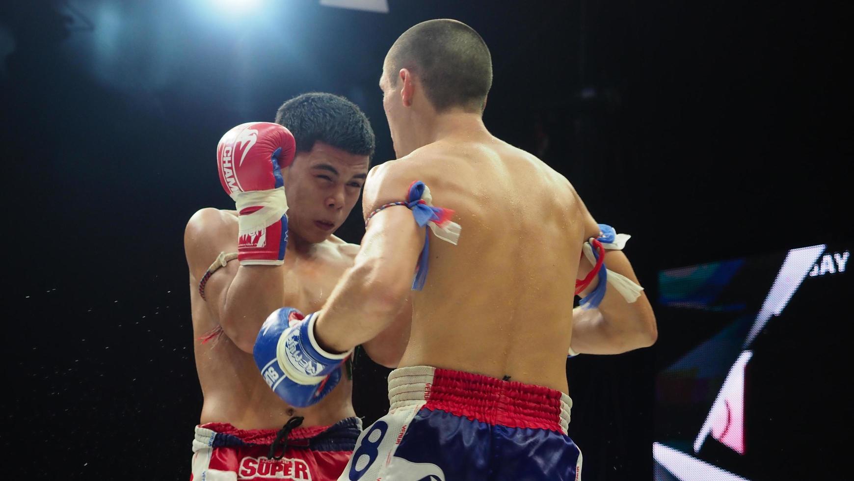 Bangkok Thailand November 11 2018. Unidentified Thai and foreign kick boxing photo