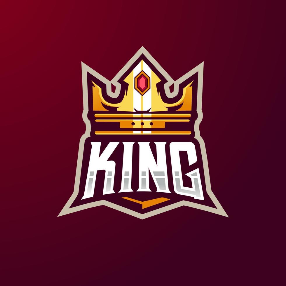 Crown King mascot logo design vector with modern illustration concept style for badge, emblem and t shirt printing. Gold crown with jewels for e-Sport team