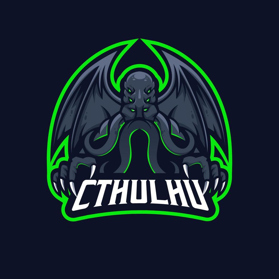 vector de ilustración de diseño de logotipo de mascota de juego de cthulhu