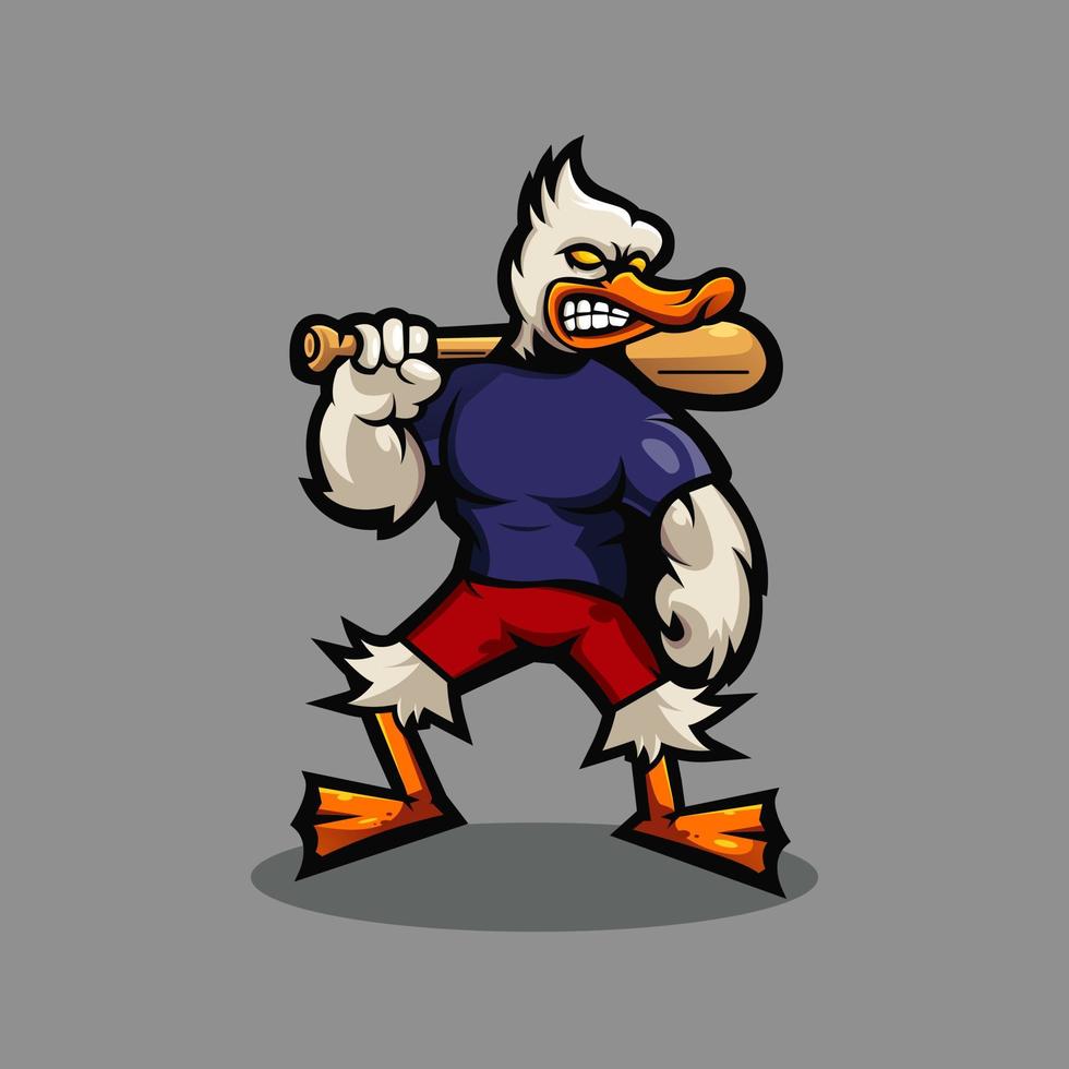 Duck cartoon mascot logo design vector