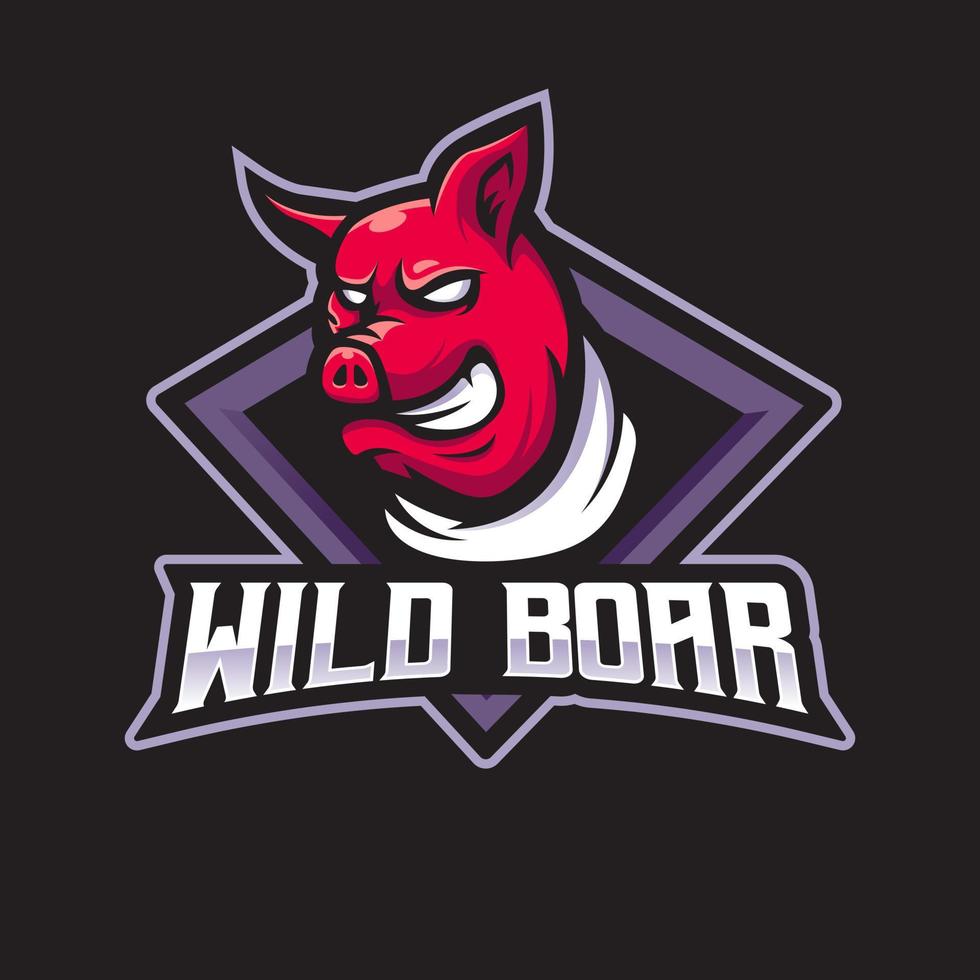 Wild boar cartoon mascot logo design vector