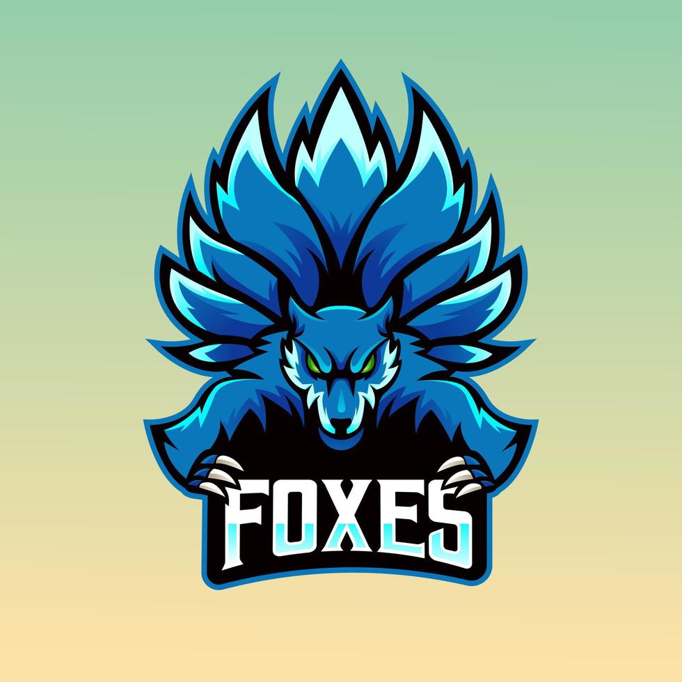 Fox nine tail Mascot Logo Design Illustration Vector