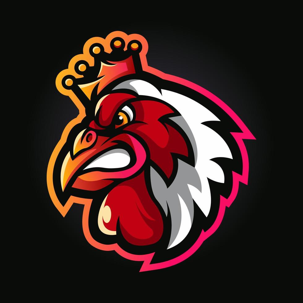 Chicken rooster king cartoon mascot logo design illustration vector