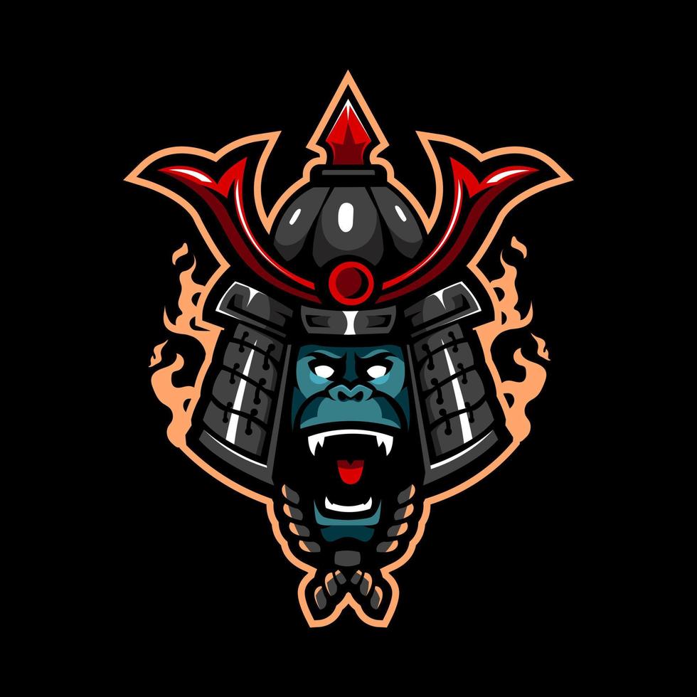 mono samurai mascota logo diseño ilustración vector
