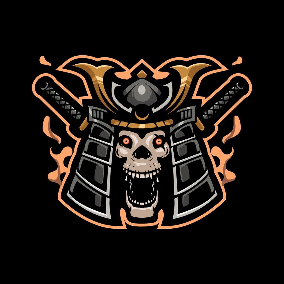 skull samurai mascot logo design illustration vector