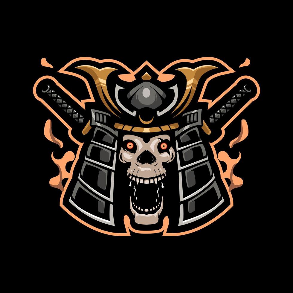 skull samurai mascot logo design illustration vector