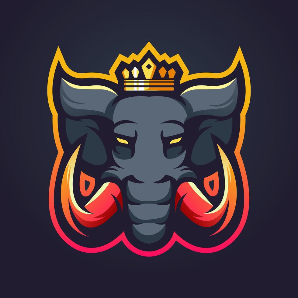 Elephant king mascot logo design vector with modern illustration concept style for sport and gaming