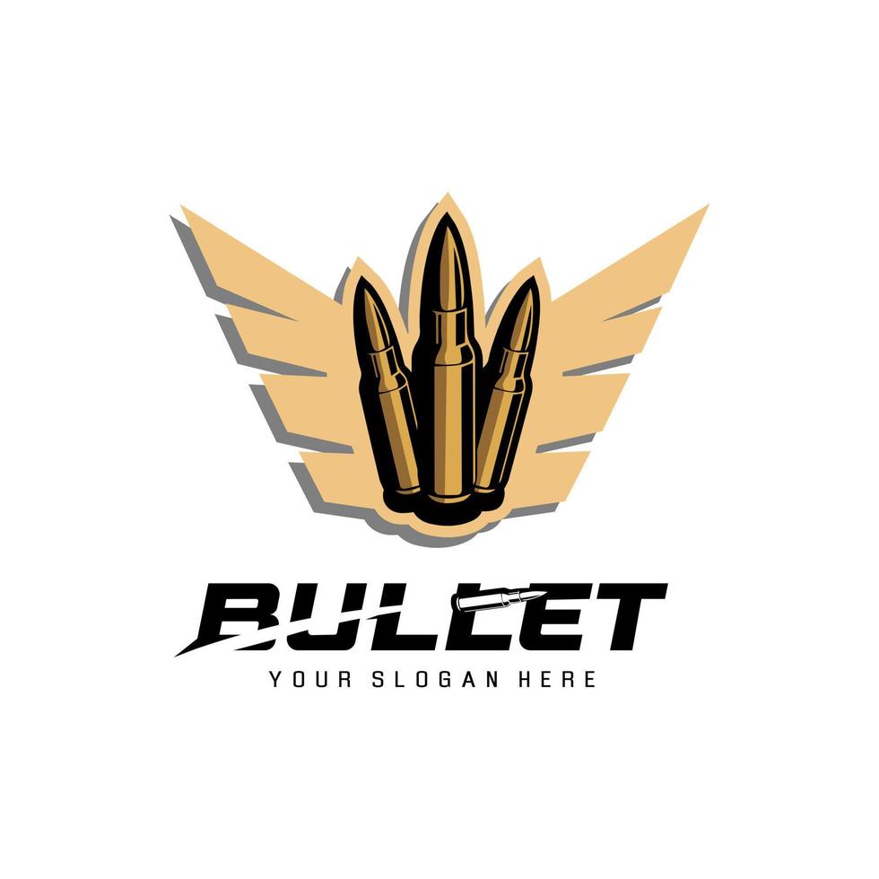 Bullet logo design illustration with wing shield vector