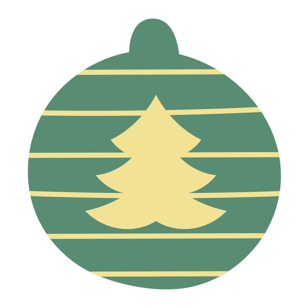 Christmas toy for the tree, ball with a pattern. Hand drawn vector illustration.Traditional holiday symbol