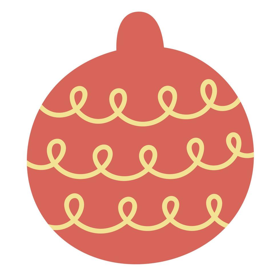 Christmas toy for the tree, ball with a pattern. Hand drawn vector illustration.Traditional holiday symbol