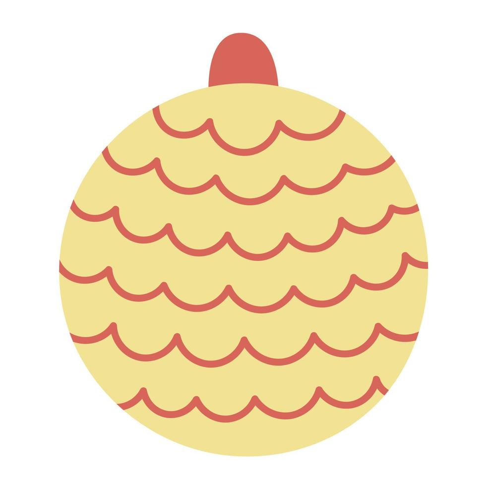 Christmas toy for the tree, ball with a pattern. Hand drawn vector illustration.Traditional holiday symbol