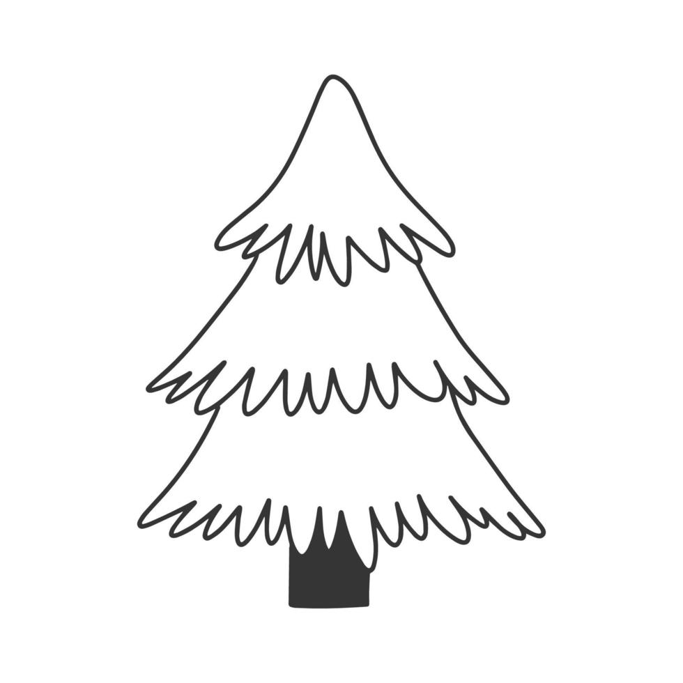 árbol de navidad de garabatos. icono vectorial en estilo dibujado a mano. vector