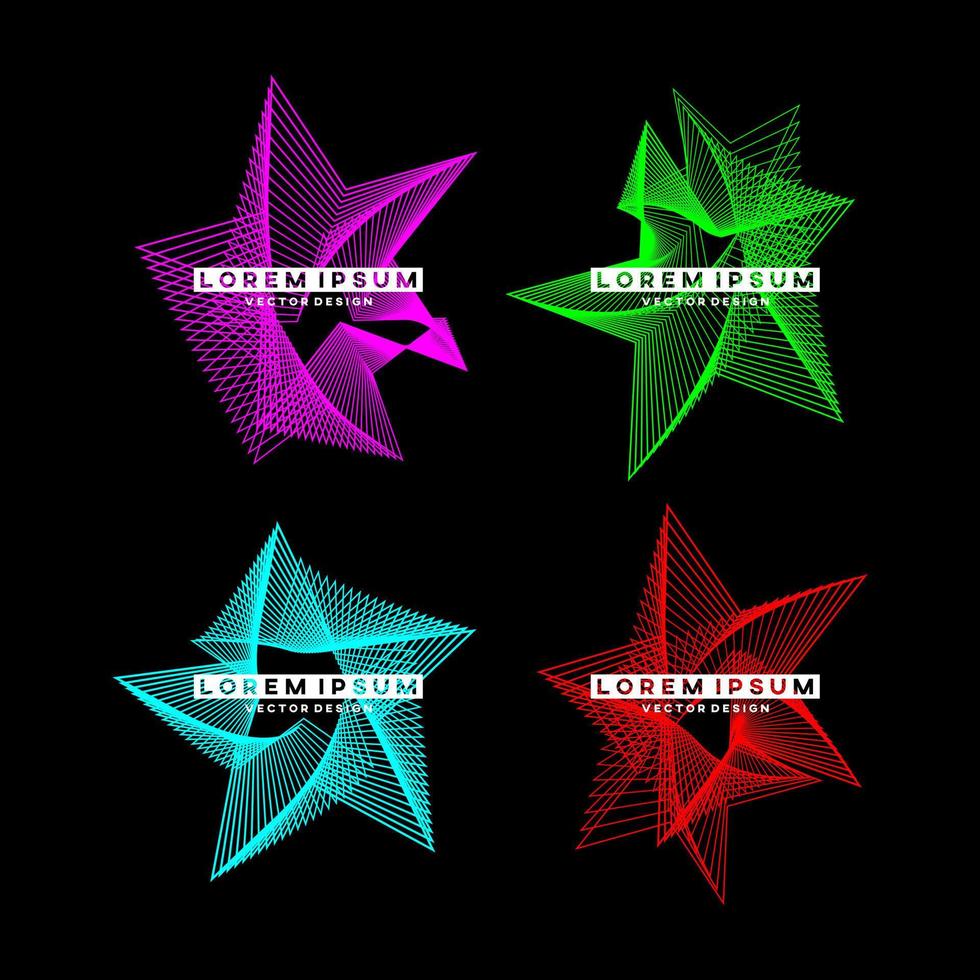 Abstract shape of geometric star outline design elements. Vector illustration