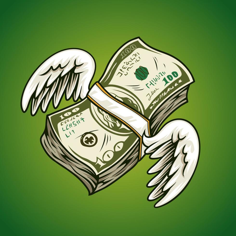 Dollar money with wings vector