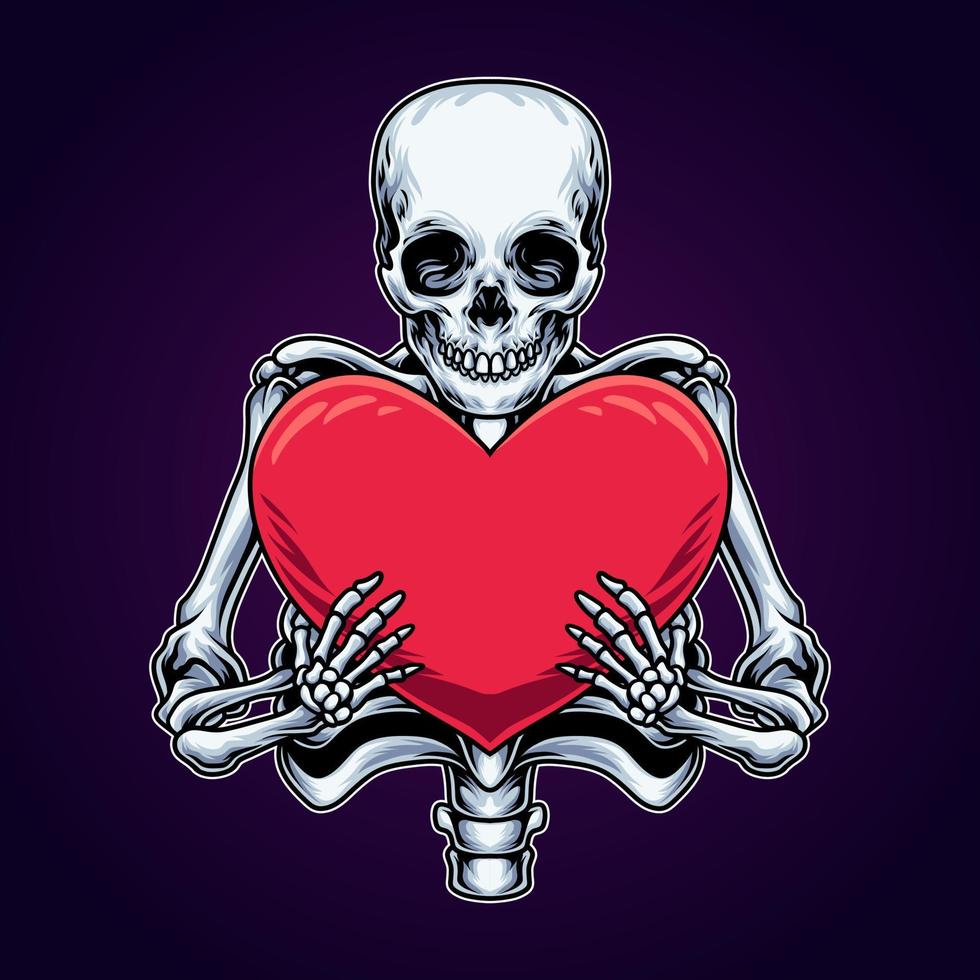 Skeleton holding a love sign vector