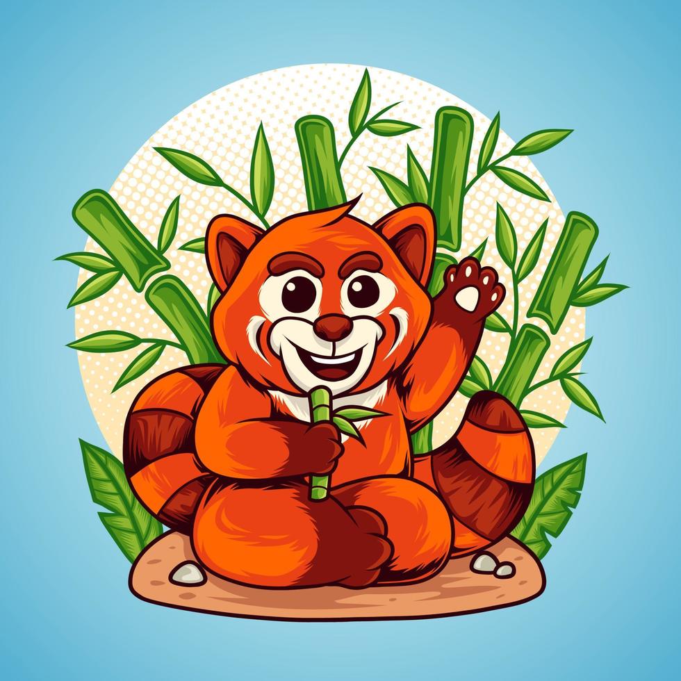 Red panda cartoon vector