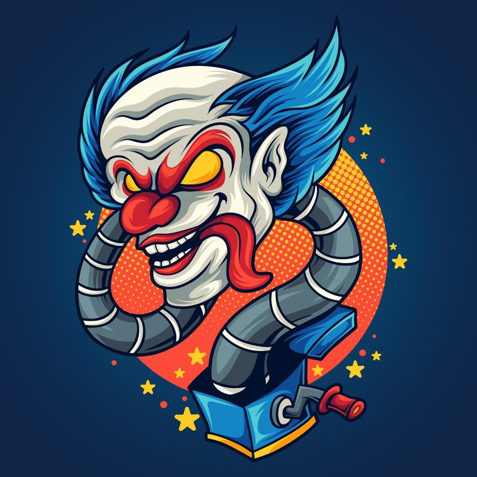 Clown head coming out from clownbox vector