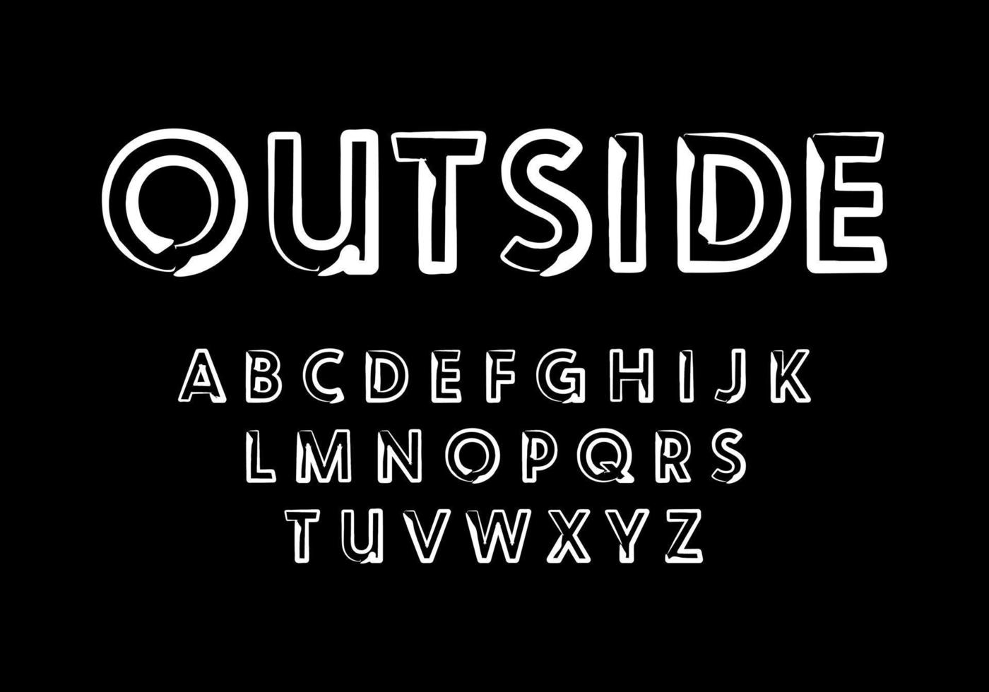 Bold font with outline stroke style. Vector font for typography, title writing, poster or logo needs